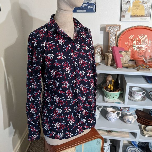 Berry Navy 6 Tall Lands' End Blouse